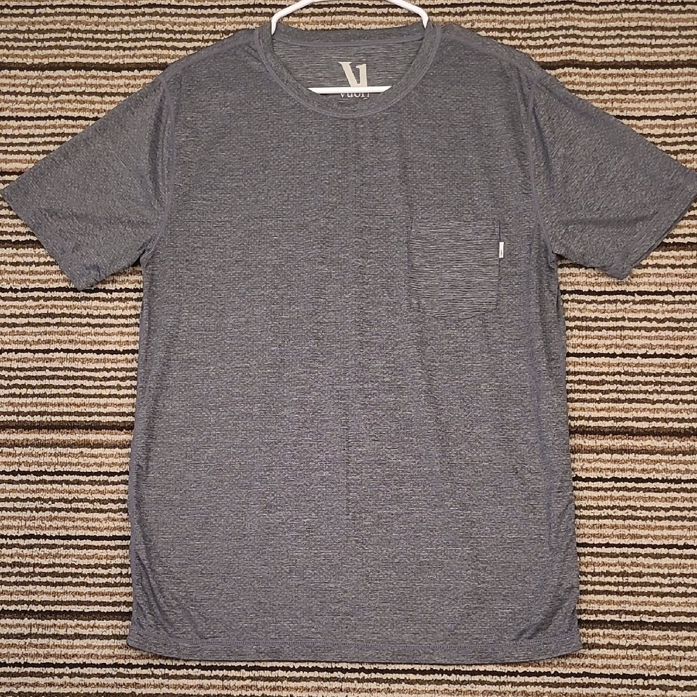 VUORI Grey Weave Polyester Blend Medium Mens‎ Short Sleeve Pocket T Shirt